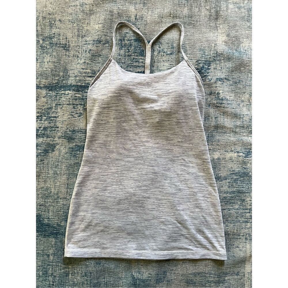 Lululemon Alpine White Ice Grey Battleship Power Pose Tank Size 6